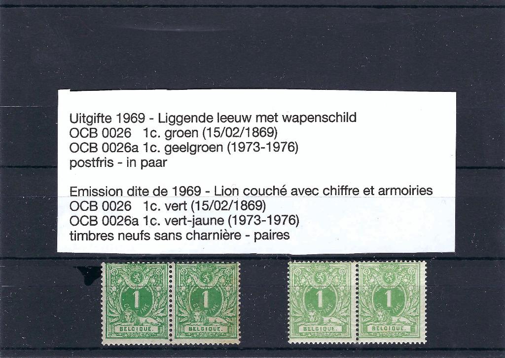 OCB 26 en 26a leeuw uitgifte 1869 **, Frankeerzegel, Ophalen of Verzenden, Postfris, Postfris