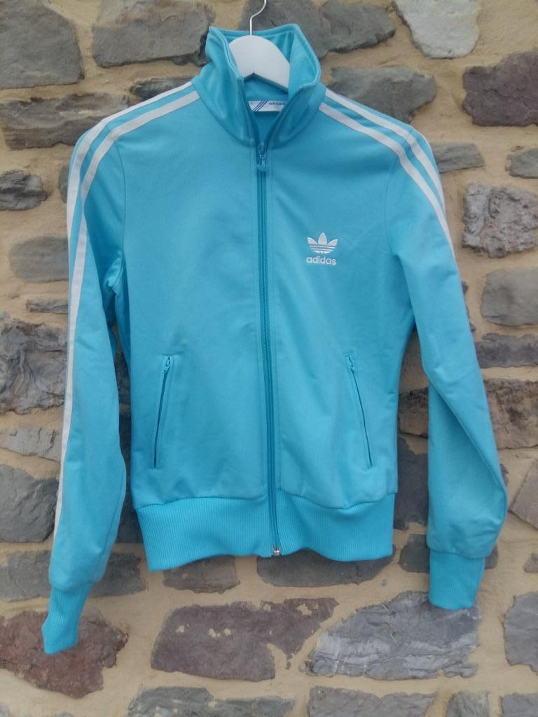 Adidas turkoois jack | maat 36 (S), Adidas, Jongen of Meisje, Trui of Vest, Ophalen of Verzenden