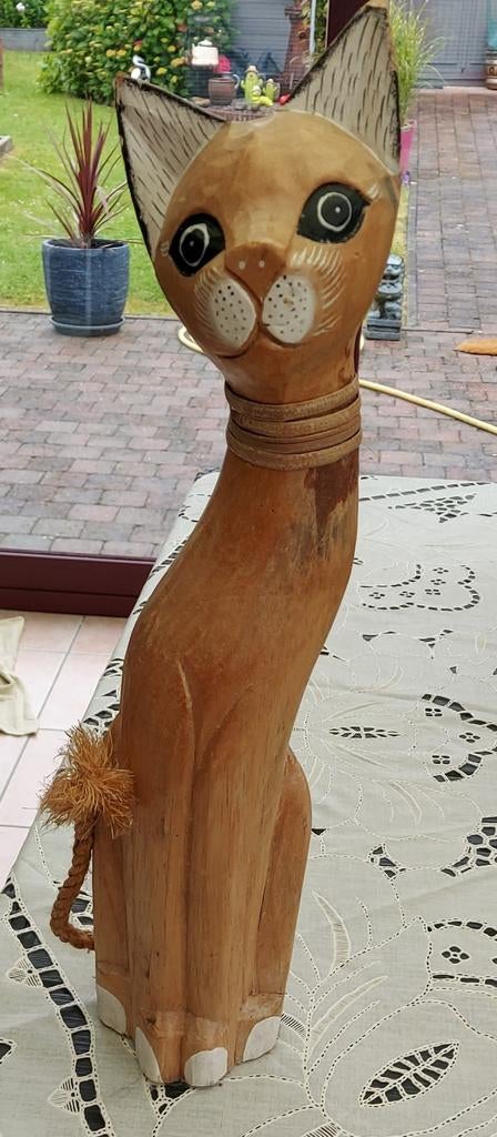 Chat en bois 50cm, Enlèvement ou Envoi