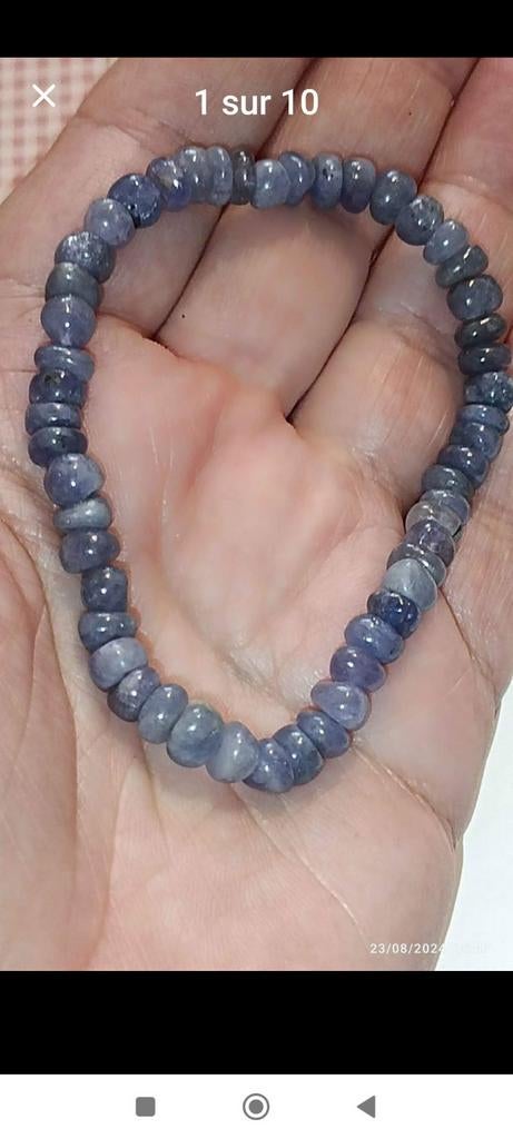 Bracelet élastique avec tanzanites naturelles, Enlèvement ou Envoi, Neuf
