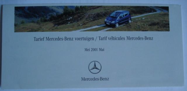 Brochure sur le prix/tarif de la gamme Mercedes-Benz 2001, Envoi, Utilisé, Mercedes