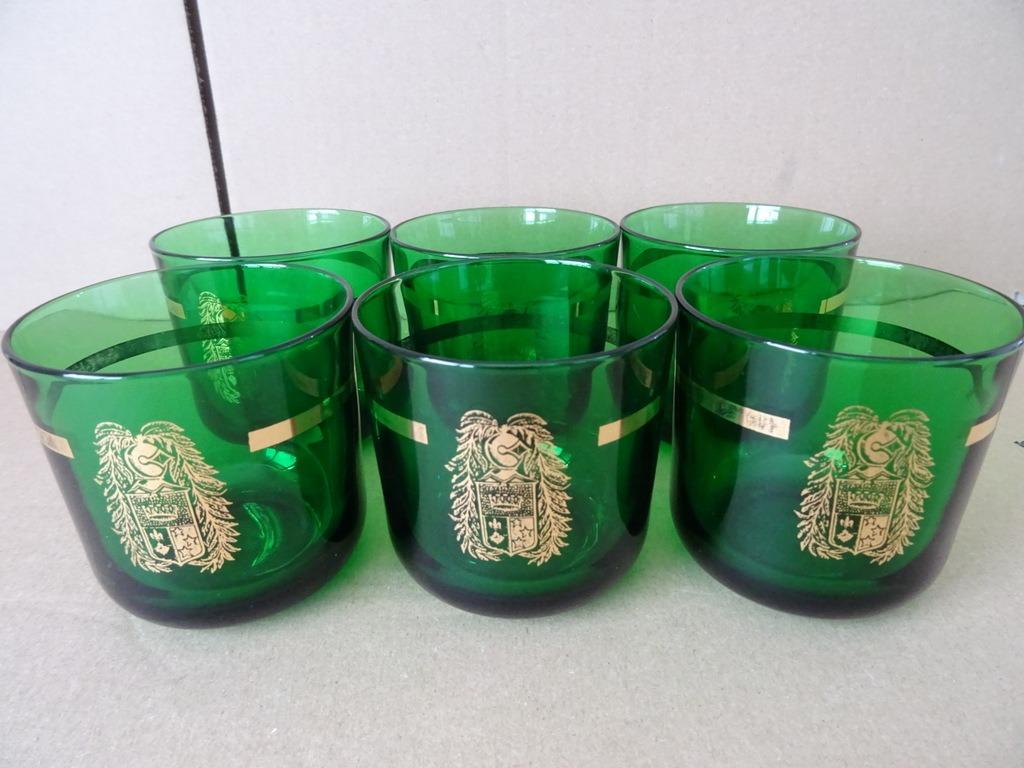 Curiosités : 6 verres à boisson vintage en verre doré, verre, Collections, Verres & Petits Verres, Envoi, Utilisé, Verres et Verres à shot