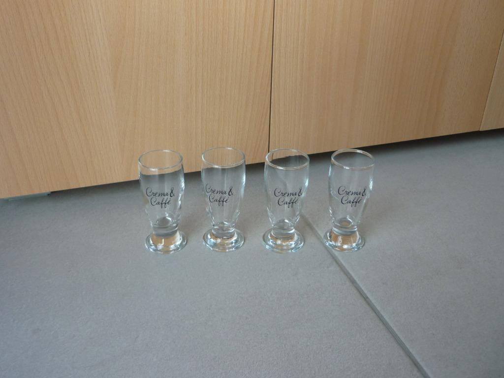 Set van 4 glazen likeurglazen shotglaasjes Crema & caffe, Ophalen of Verzenden