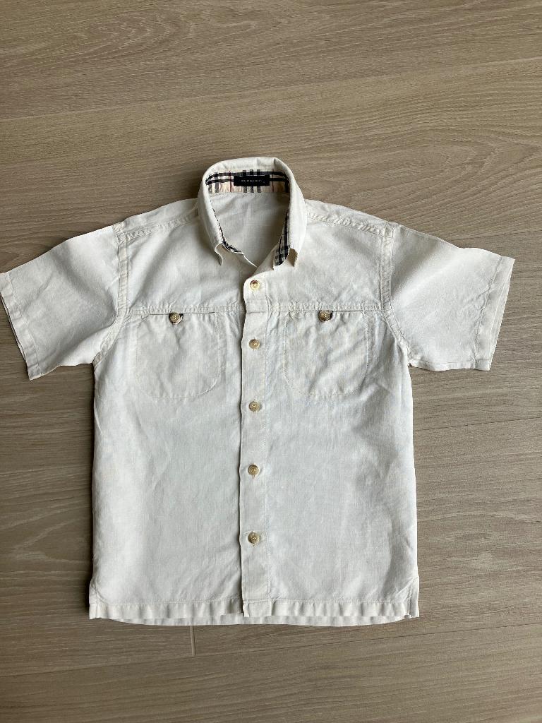 Prachtig linnen hemdje Burberry, 8 jaar, Ophalen of Verzenden, Zo goed als nieuw, Shirt of Longsleeve, Jongen