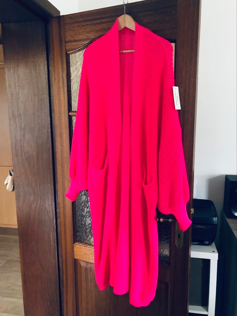 Gebreid maxi vest fuchsia, Ophalen of Verzenden, Nieuw