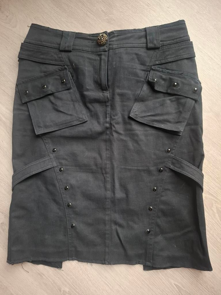 Gaetano Navarro 40 L zwarte jeansrok, Zwart, Maat 42/44 (L), Zo goed als nieuw, Knielengte
