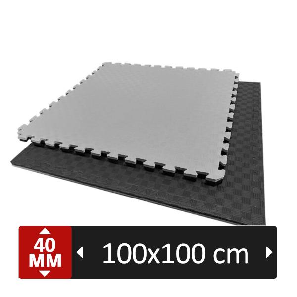 Tatamis Puzzle Noir / Gris - 40mm d'épaisseur, 1mx1m (occas), Sport en Fitness, Vechtsporten en Zelfverdediging, Zo goed als nieuw