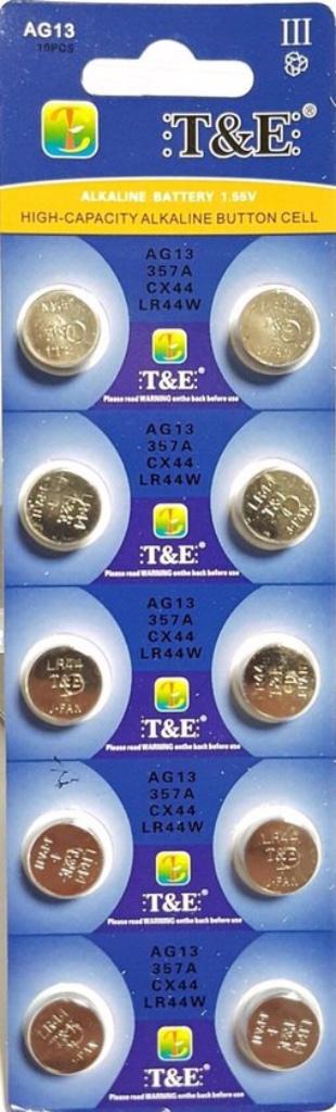 T&E Batterijen AG13 Alkaline 10 stuks, Verzenden, Nieuw