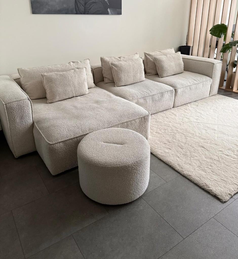 Fauteuil + pouf Juntoo modèle Duomo, tissu Ritmo Pearl., Neuf, Quatre personnes ou plus, Enlèvement, Tissus