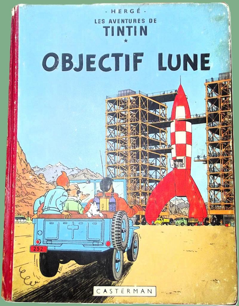 Tintin (Objectif Lune) EO 1953, Livres, Une BD, Enlèvement ou Envoi, Utilisé, HERGE