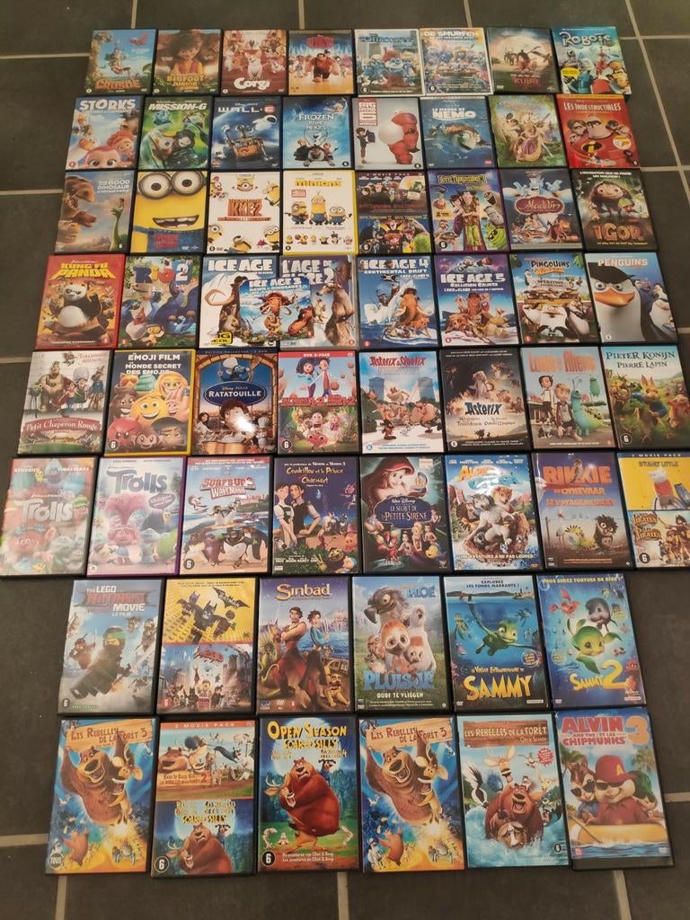 Lot de plus de 60 films en DVD jeunesse, Zo goed als nieuw