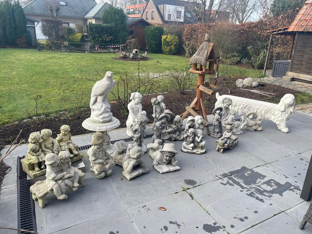 Grote partij tuinbeelden – steen/beton – kinderen & dieren, Tuin en Terras, Ophalen, Beton