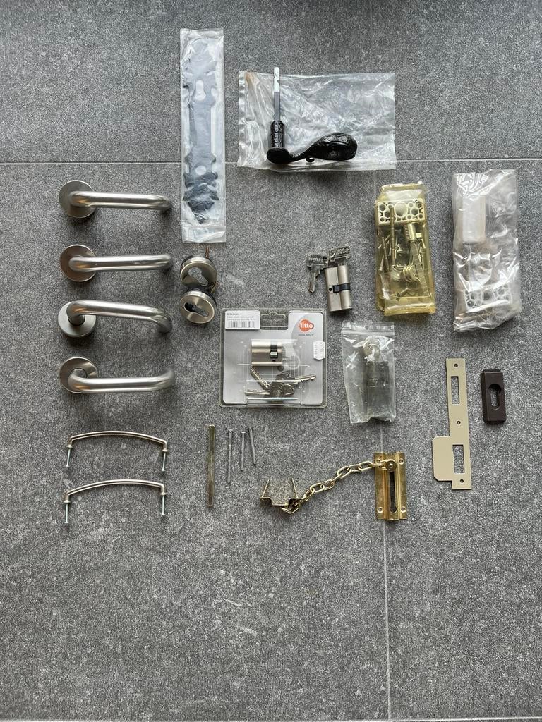 Poignées de porte, barillets, dispositif de fermeture, Neuf, Inox, Loquet ou Poignée