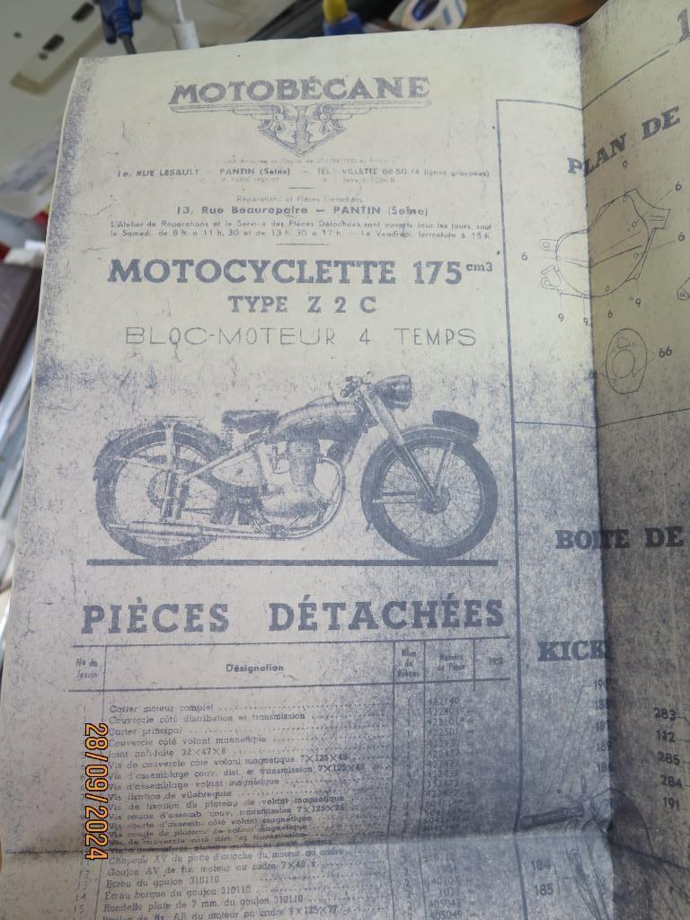 MOTOBECANE  Z2C  175cc  PLAN, Motoren, Verzenden