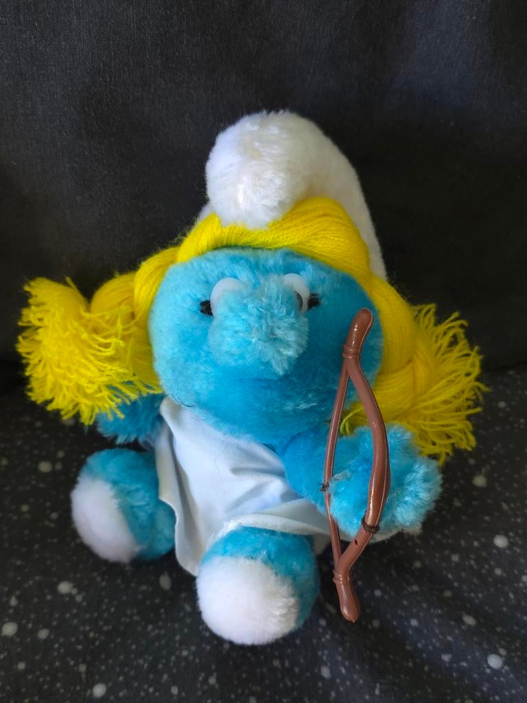 ancienne peluche schtroumpfette, Collections, Schtroumpfs, Envoi, Utilisé, Schtroumpfette, Poupée, Figurine ou Peluche