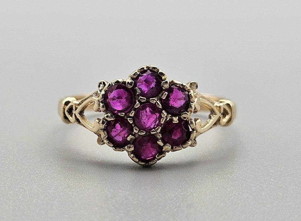 Bague vintage en or avec rubis de pierres précieuses. 2024/1, Bijoux, Sacs & Beauté, Bagues, Rouge, Enlèvement ou Envoi, 18 à 19