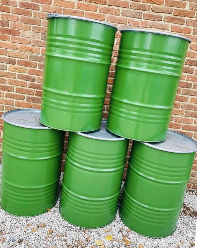 Metalen vat 220 of 240liter (deksel+omsnoering) 100% SCHOON, Ophalen of Verzenden, Zo goed als nieuw