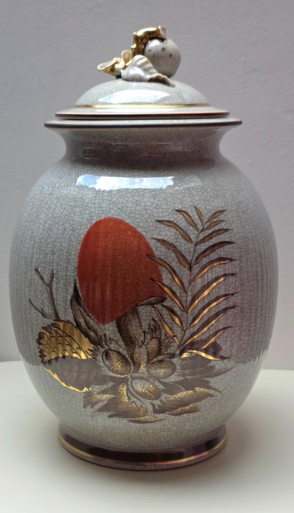 Ancien Vase Royal Copenhagen Pot Feuilles Or Vintage, Antiquités & Art, Enlèvement