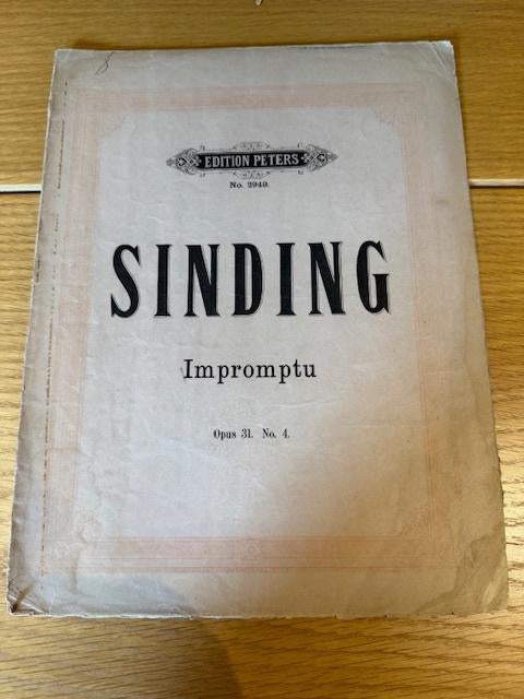 Sinding — Impromptu, opus 31 n 4, Musique & Instruments, Partitions, Enlèvement ou Envoi, Artiste ou Compositeur, Classique, Utilisé