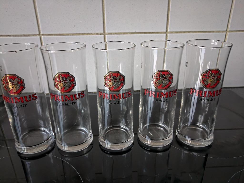 6 GLAZEN PRIMUS TE KOOP, Ophalen of Verzenden, Zo goed als nieuw, Bierglas