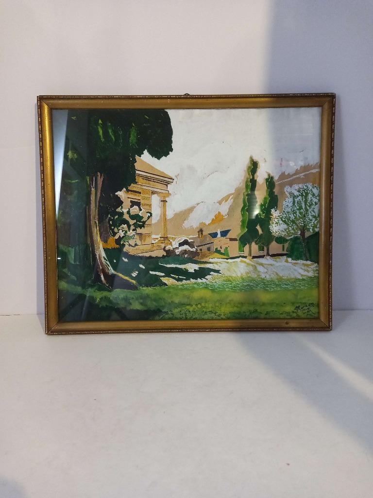 Vielle peinture à l'huile signé moreau sur cadre doré, Enlèvement ou Envoi
