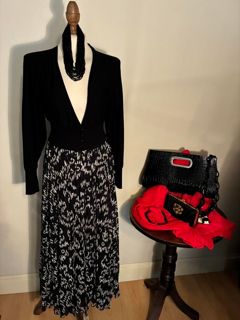 ESSENTIEL ANTWERP ROK PLISSÉ BLACK/WHITE, Kleding | Dames, Zwart, Ophalen of Verzenden, Zo goed als nieuw, Essentiel Antwerp