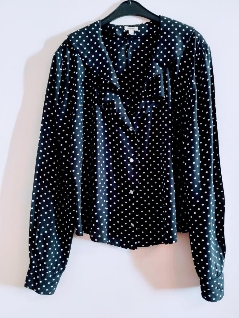 Chemisier DAVOS en noir et pois blanc taille 40, Kleding | Dames, Ophalen, Zo goed als nieuw, Wit