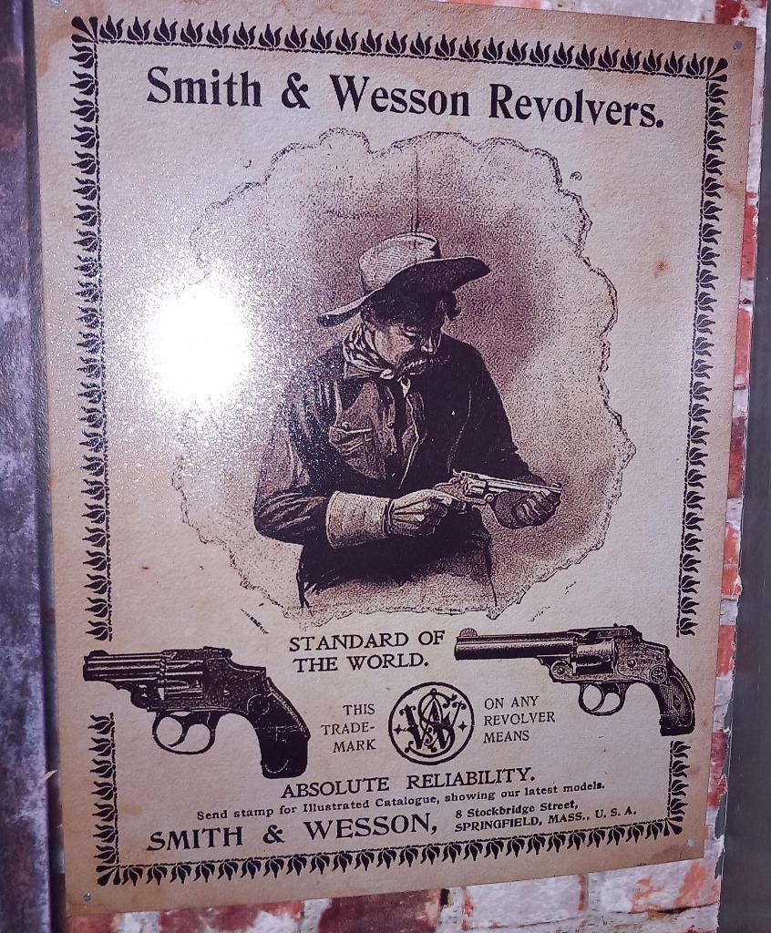Panneau publicitaire en métal Smith & Wesson, Collections, Collections Autre, Neuf, Enlèvement ou Envoi