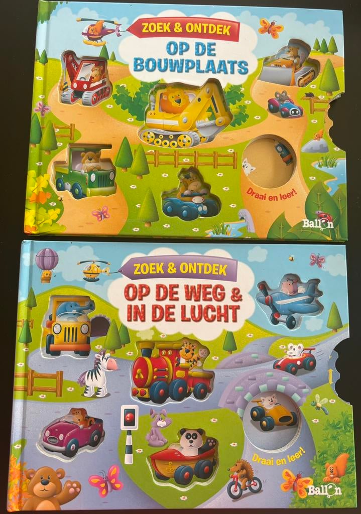 Op de weg en in de lucht // op de bouwplaats, Ophalen, Zo goed als nieuw, Ballon Junior, Uitklap-, Voel- of Ontdekboek