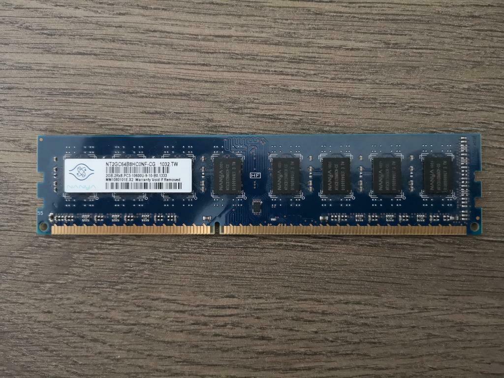 RAM Nanya 2GB 2Rx8 PC3 DDR3 10600U 1333Mhz, DDR3, Ophalen of Verzenden, Zo goed als nieuw, Desktop
