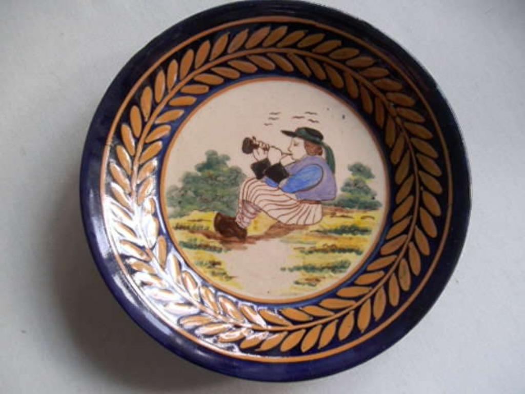 quimper bord 14 cm decor faïence bleu breton HB, Antiquités & Art, Envoi