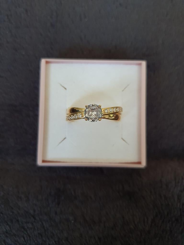 Nieuwe vergulde zilveren ring maat 57, Handtassen en Accessoires, Ringen, Met kristal, Nieuw, Ophalen of Verzenden, Dame
