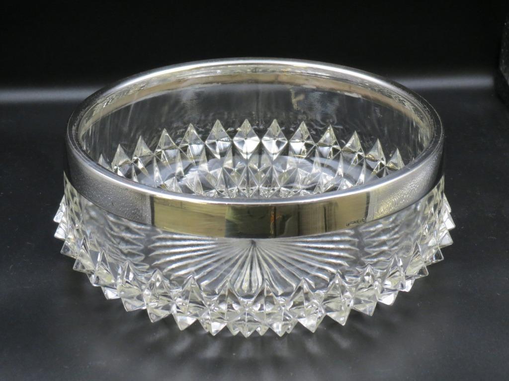 Val Saint Lambert - schaal met verzilverde rand, Antiek en Kunst, Antiek | Glaswerk en Kristal, Ophalen of Verzenden