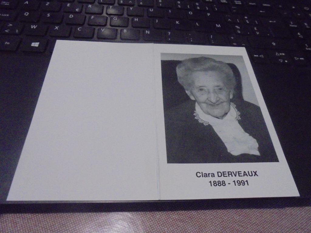 dp Clara Derveaux, Enlèvement ou Envoi, Image pieuse