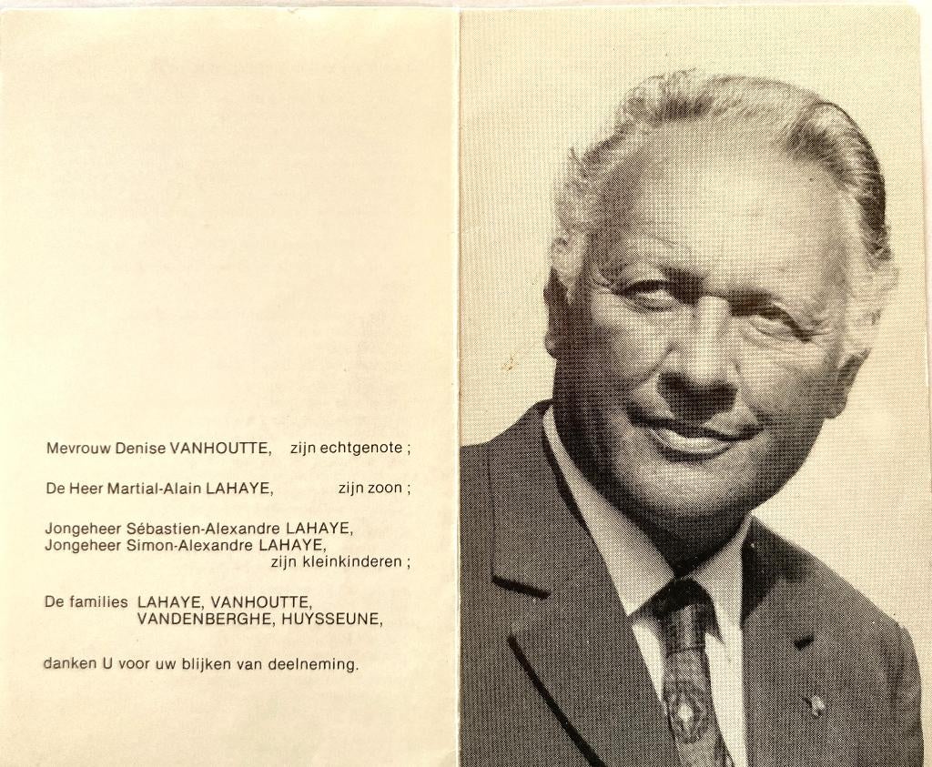 Bidprentje van Advokaat  Hilaire Lahaye, Ophalen of Verzenden, Bidprentje