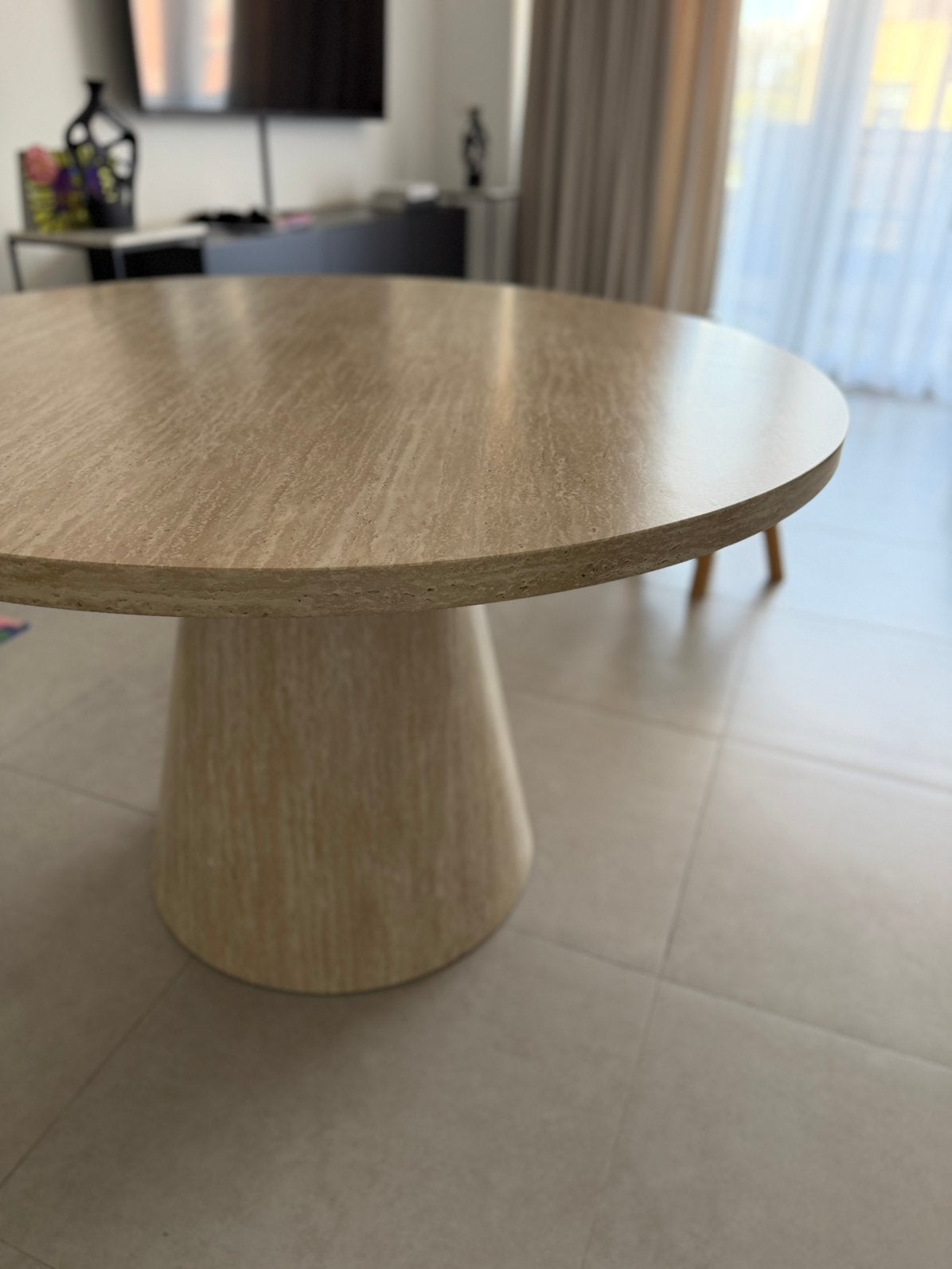 NIEUWE ronde eettafel – Luxe Travertin Look | 120 cm, Ophalen, Nieuw