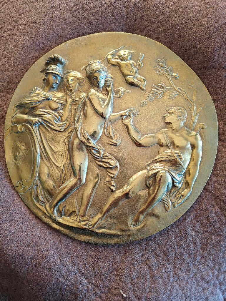 Jugement de Paris, plaque en bronze, fin du XIXe siècle, Antiquités & Art, Curiosités & Brocante, Enlèvement