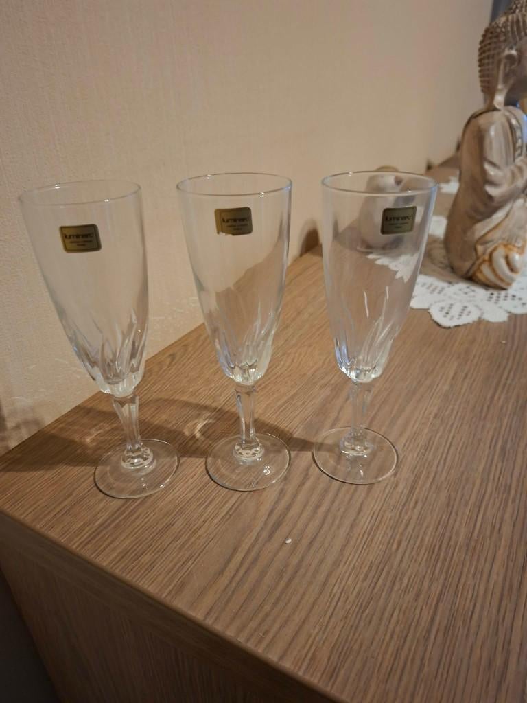 3 Vintage champagneglazen / Luminarc, Ophalen of Verzenden