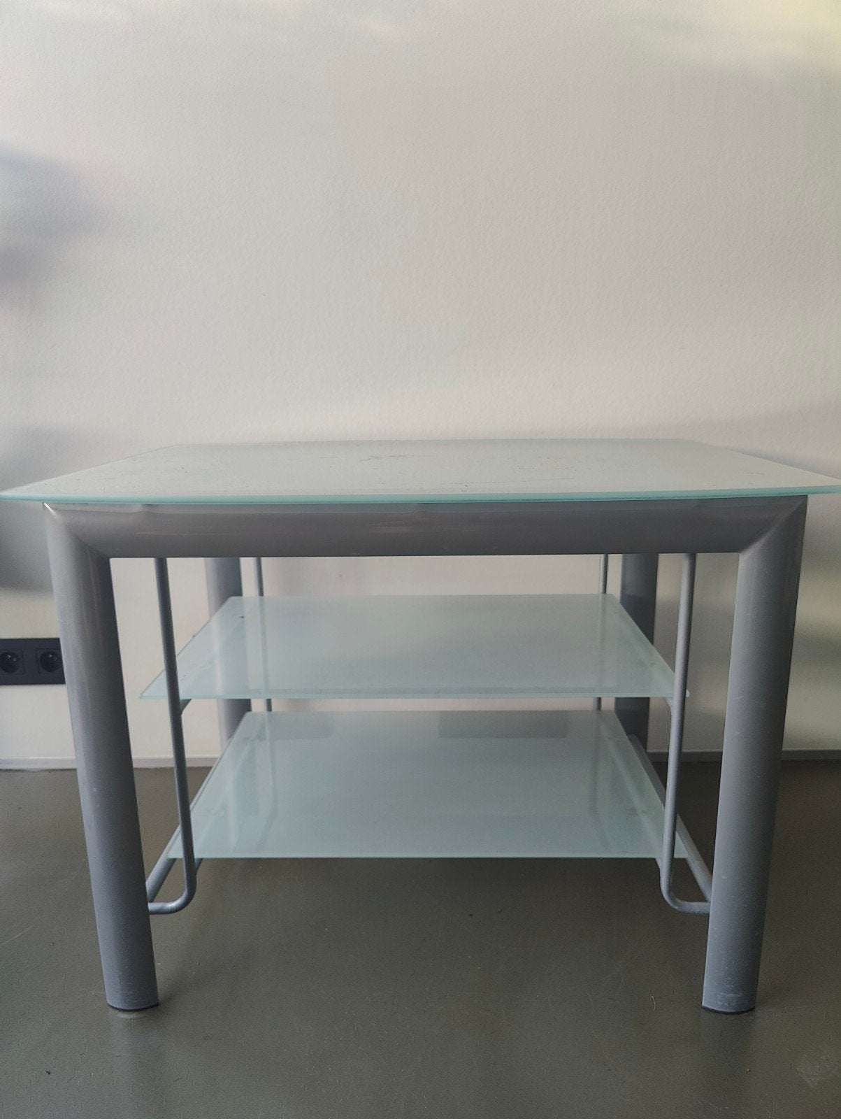 TV meubel - Consolekast in wit melkglas, Huis en Inrichting, Ophalen, Gebruikt, 50 tot 100 cm, Glas