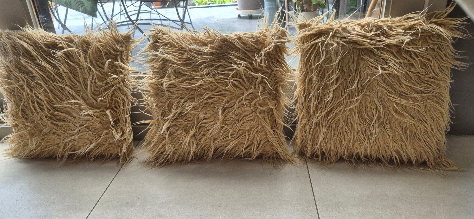 Set van 3 sierkussens – Unique Living (45x45 cm), Ophalen, Beige, Vierkant, Zo goed als nieuw