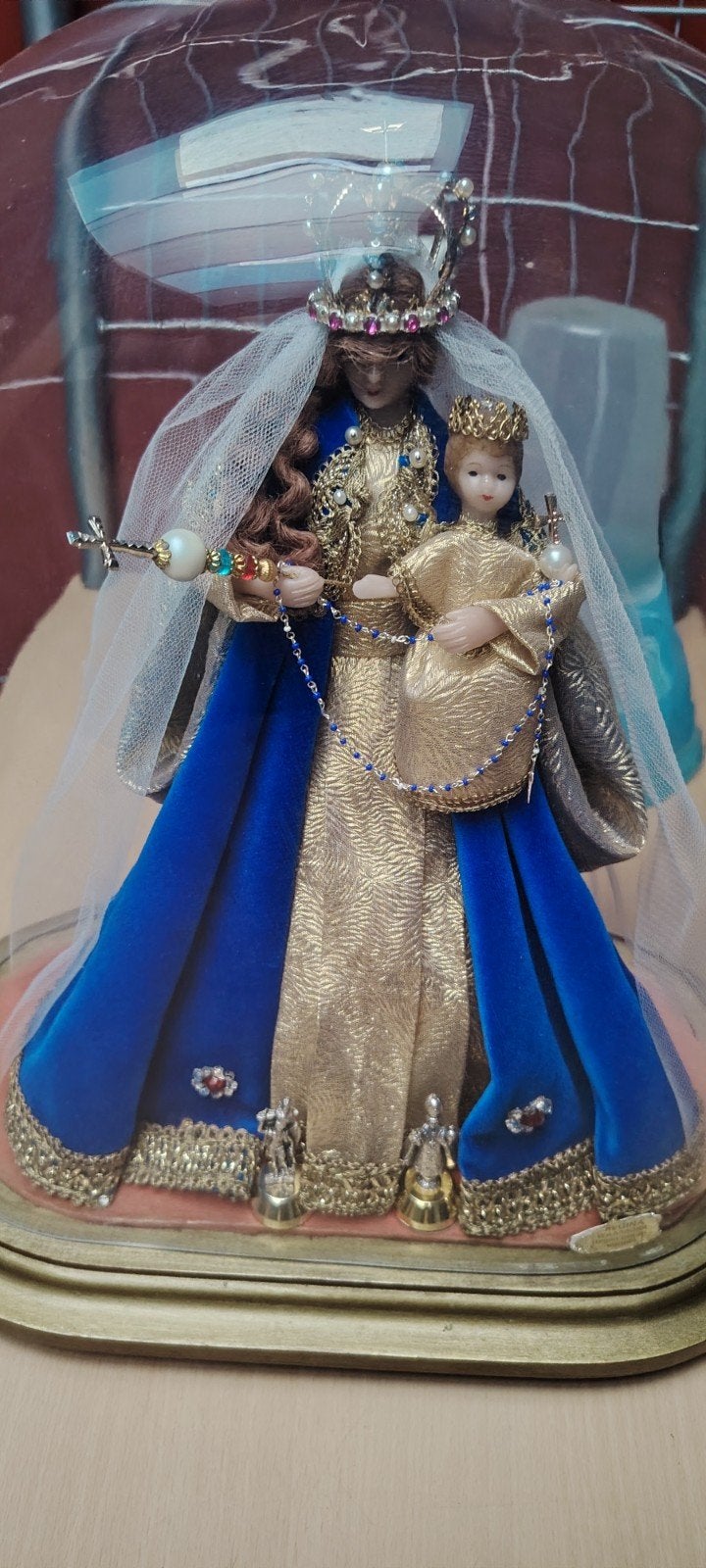antiek of vintage wassen Mariabeeld met Kind (Madonna met Ki, Antiek en Kunst, Ophalen