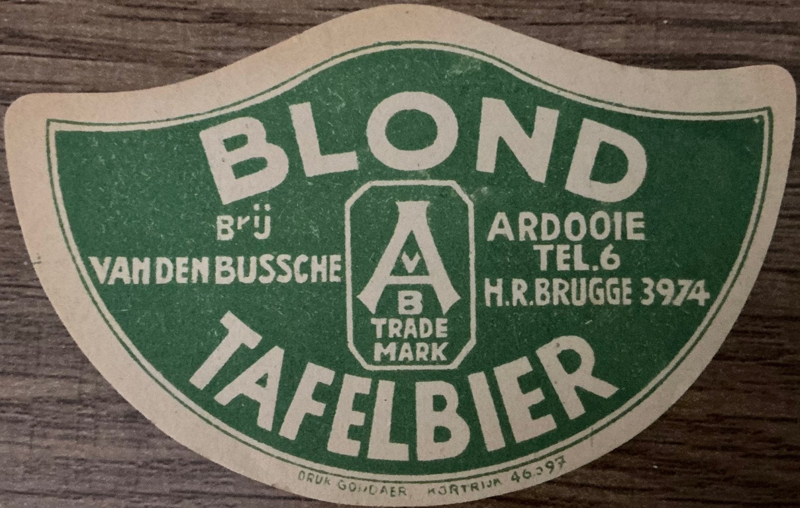 Oud BR.VANDENBUSSCHE/ARDOOIE/TEL 6/bieretiket, Ophalen of Verzenden, Zo goed als nieuw, Overige typen, Overige merken