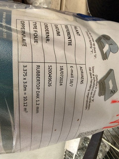 Rubbertop EPDM 1.2 mm stuk 3m x 3m37, Doe-het-zelf en Bouw, Ophalen