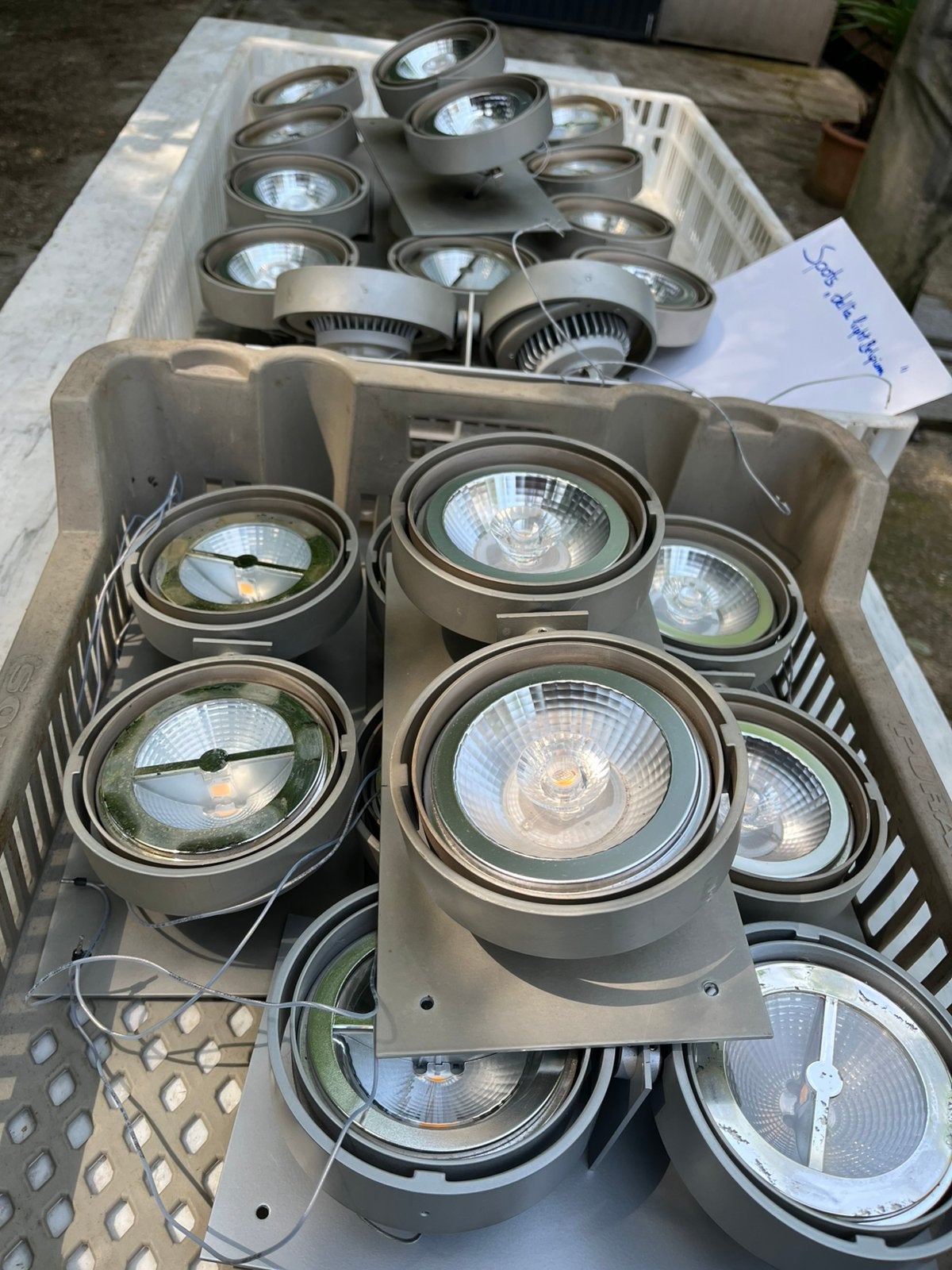 Spots ‘Delta light Belgium’, Ophalen, Gebruikt, Metaal of Aluminium, Plafondspot of Wandspot