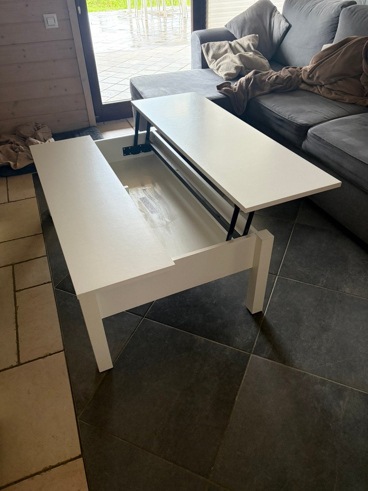 Table basse avec plateau relevable, Huis en Inrichting, Tafels | Salontafels, Gebruikt, 50 tot 100 cm, 100 tot 150 cm, Rechthoekig