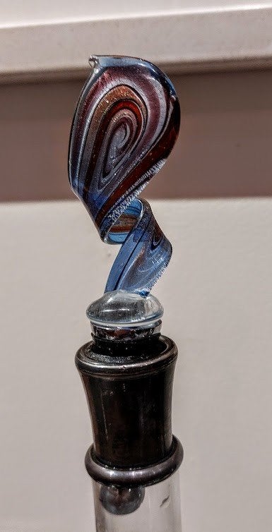 carafe à vin cristal soufflé à la bouche - Boussu glassworks, Antiquités & Art, Antiquités | Verre & Cristal, Enlèvement ou Envoi