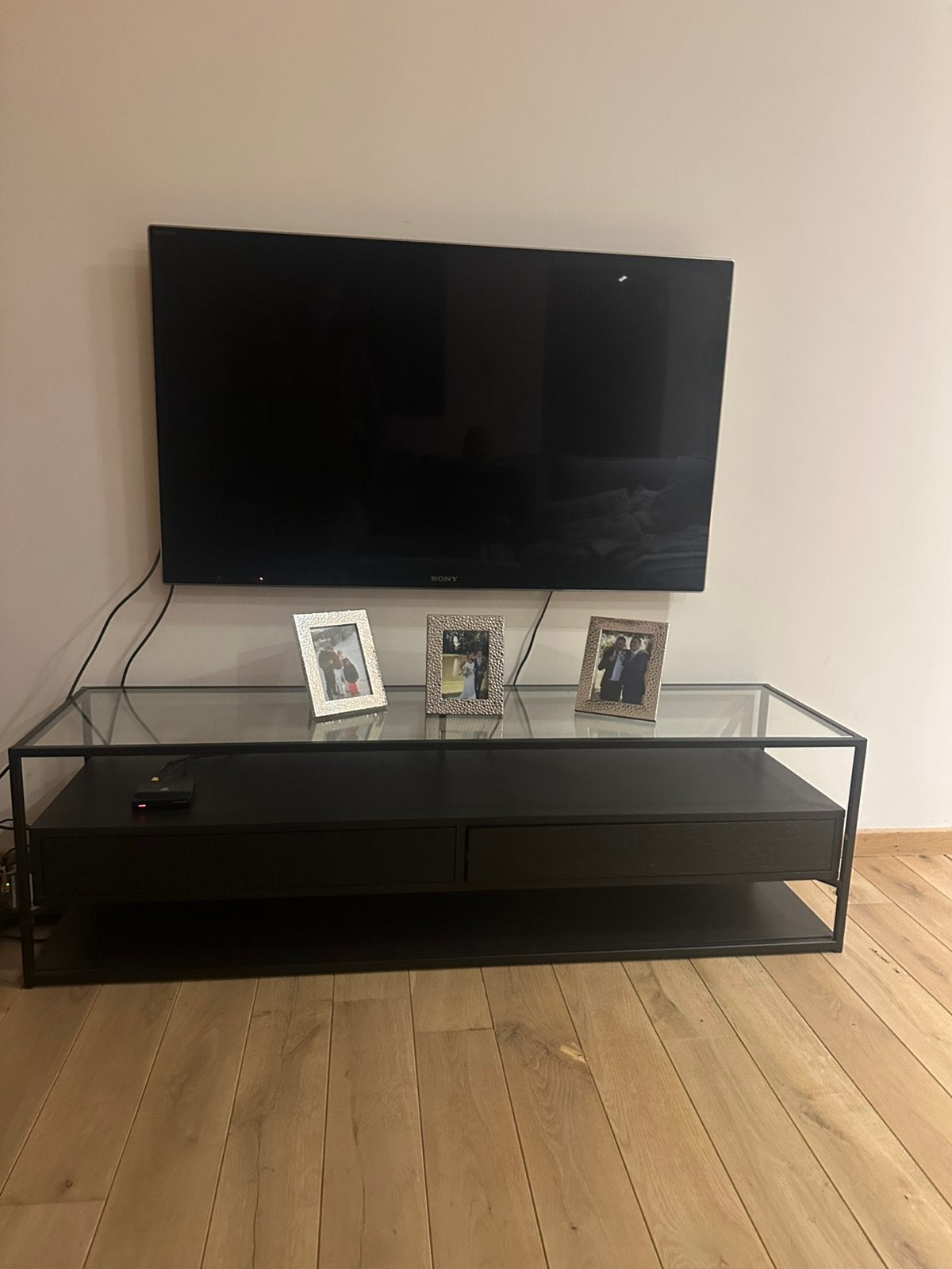 Meuble tv en bois noir, Maison & Meubles, Enlèvement, Utilisé