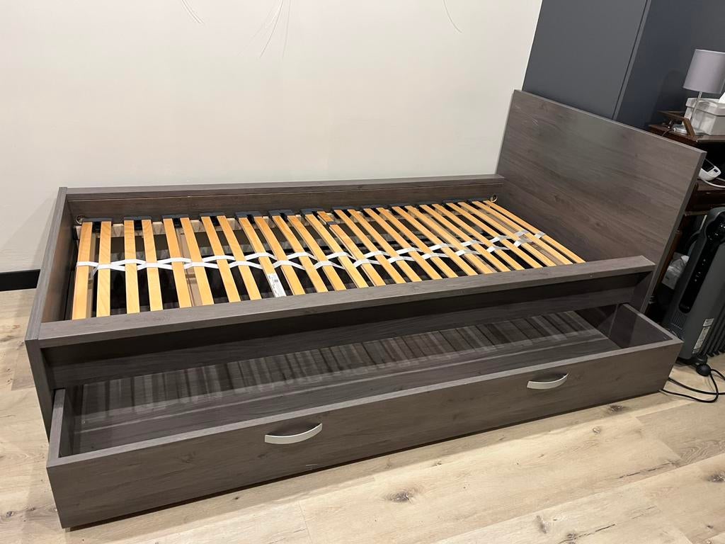 1 persoonsbed met lade, Ophalen, Gebruikt, 90 cm, Eenpersoons