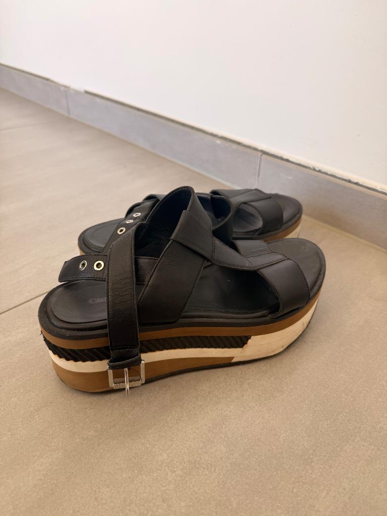 Stoere plateau sandaal zwart 39, Ophalen, Zwart, Sandalen of Muiltjes, Zo goed als nieuw