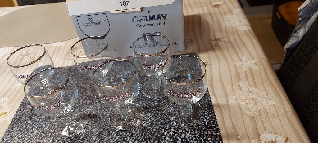 6 CHIMAY GLAZEN /gourmet  26 CL. NEW., Verzamelen, Ophalen, Nieuw, Bierglas